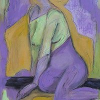 'lila Strumpfhose' Acryl auf Leinwand 50/70 cm